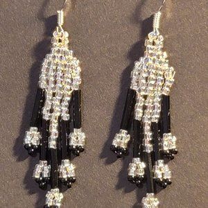 Beautiful Hand-Made Silver & Black Earrings